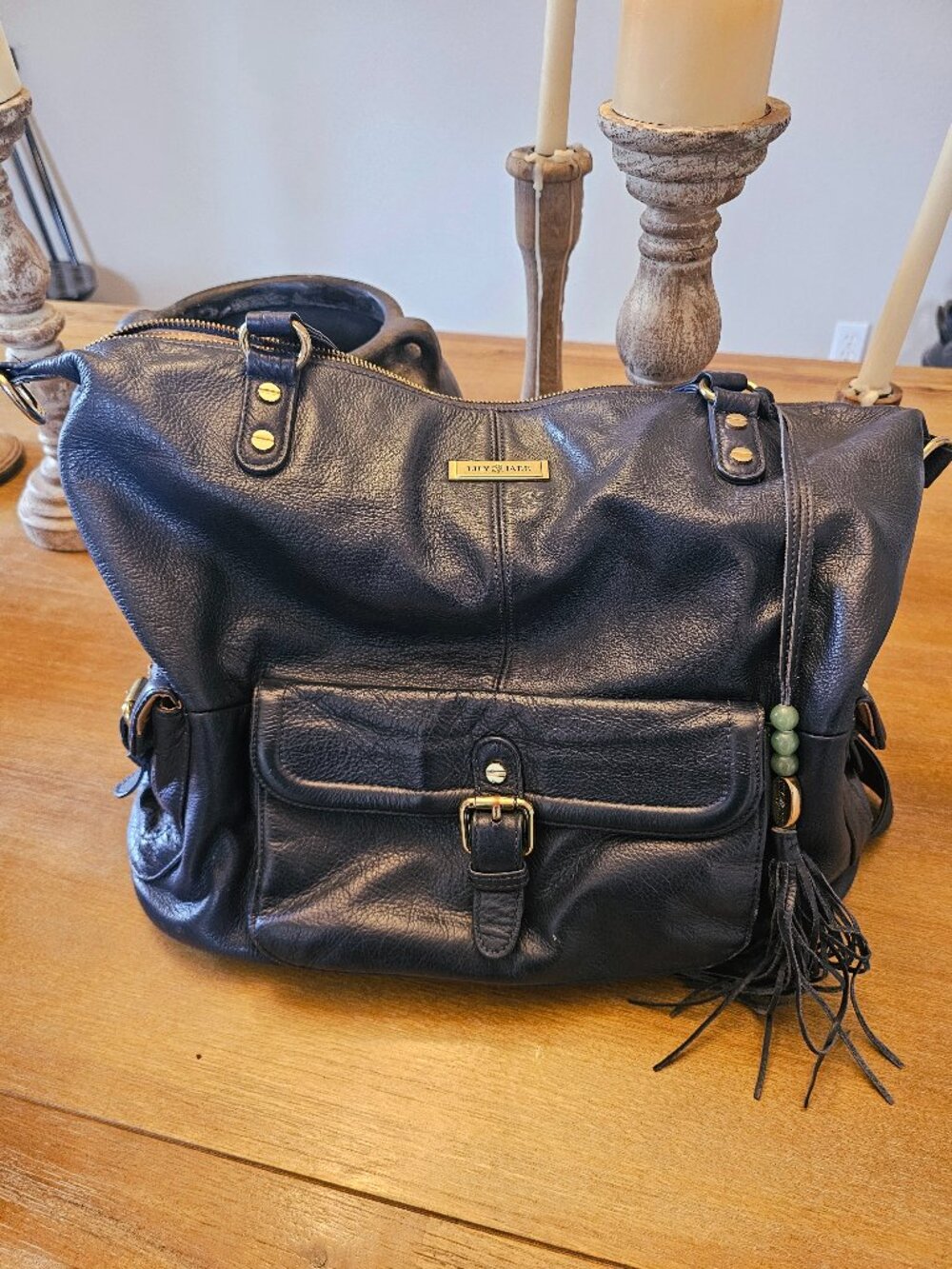 Lilly and Jade Leather convertible Diaper bag